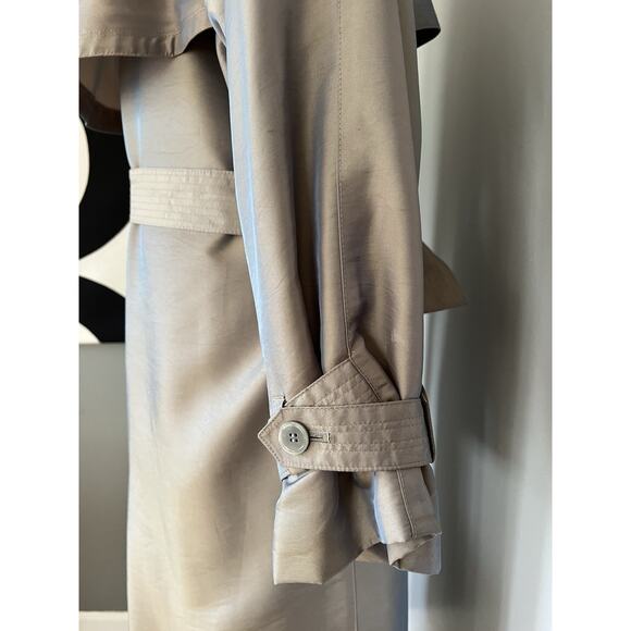 Vintage 80s90s London Fog Iridescent Blue/Gray Long Trenchcoat Raincoat Size 10 - Picture 8 of 16